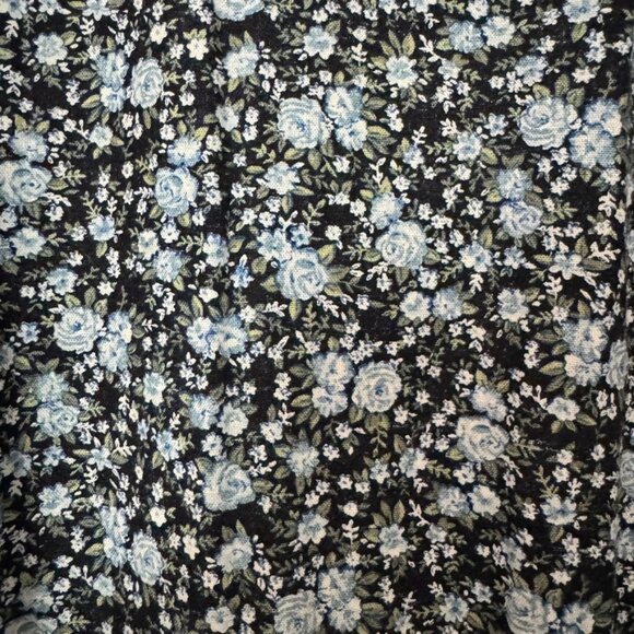 Vintage 1990s Studio Ease Linen Blend Dark Florals Blue Maxi Shift Dress Sz 8 - Picture 3 of 7